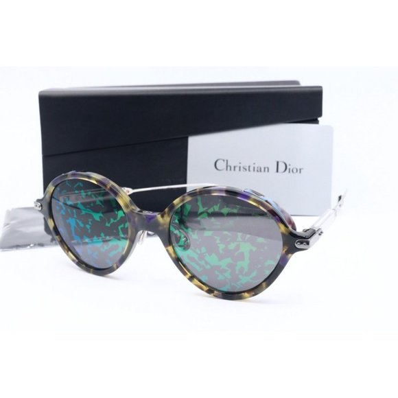 New Christian Dior Umbrage 0X8TW Round Havana Sunglasses Grey Green Mirror Lens- - Picture 1 of 11